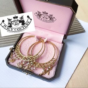 JUICY COUTURE Large Embellished Gold Hoop Earrings